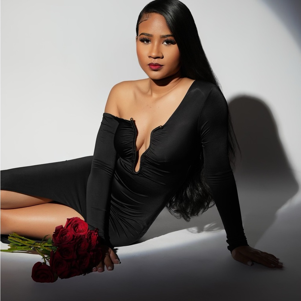 Oh Polly Black Off-Shoulder Dress